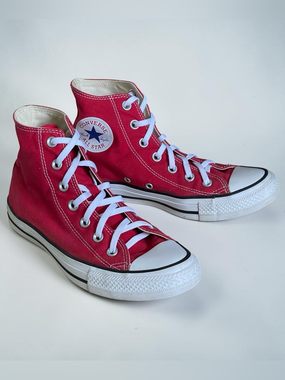 Converse Chuck Taylor All Star Red Canvas High Top Sneakers Sz 8 Women’s 6 Men’s